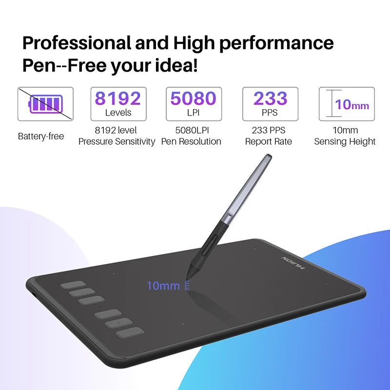 Mesa digitalizadora Huion inspiroy h640p 6,3 x 3,9 polegadas com uma caneta com até 8192 níveis de pressão